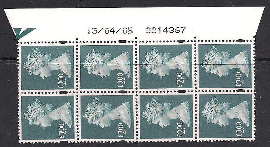 2005 GB - SGY1747 (U491) £2 Dp Blue-Green DLR WB 14367 13/4 MNH